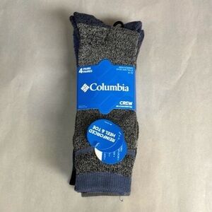 New Columbia Socks Men’s 4 Pair Blue & Gray Crew Socks Activewear Casual Outdoor